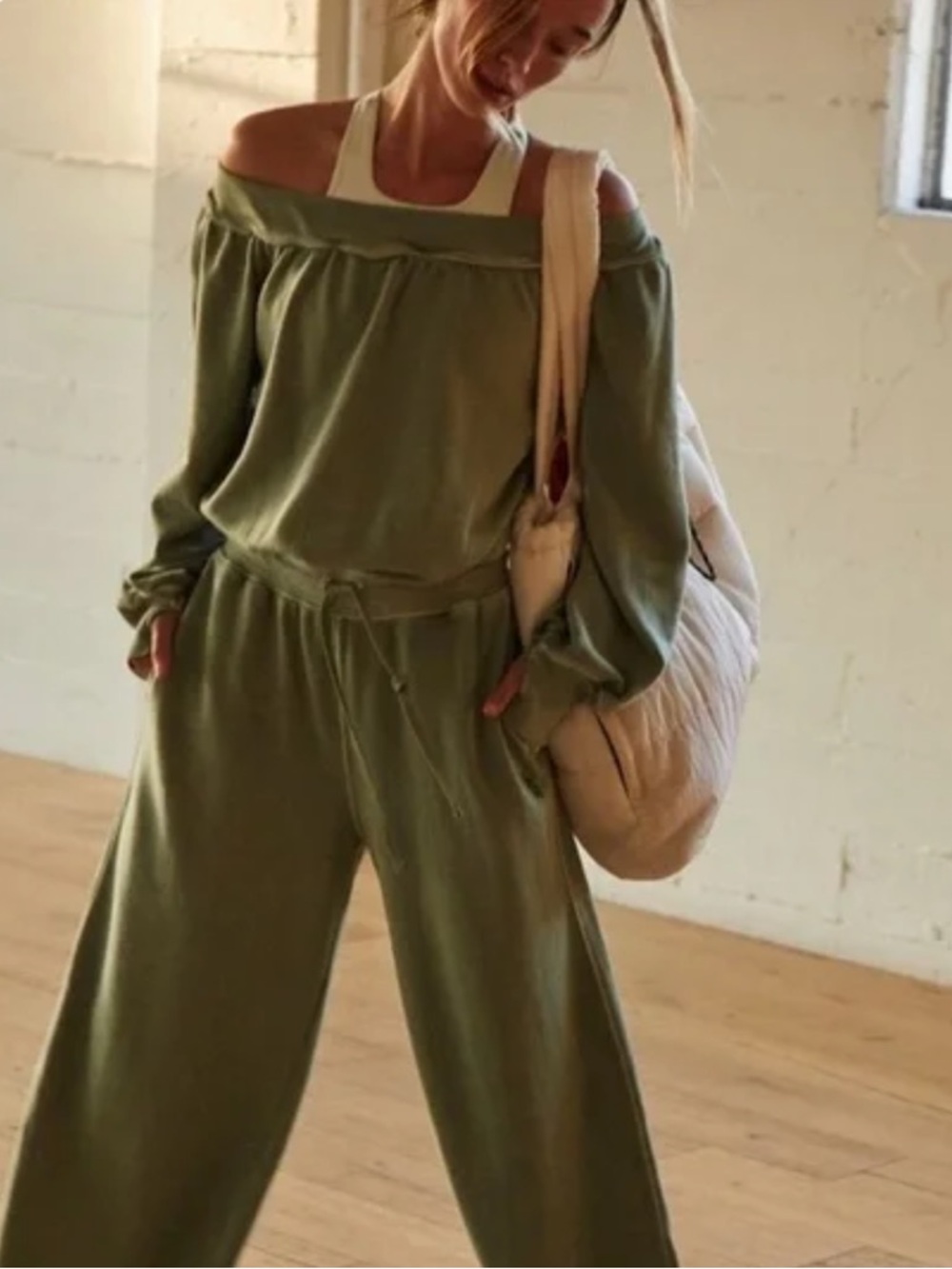 Free People One Beat Onesie in Eucalyptus/Green Color Size S NWT